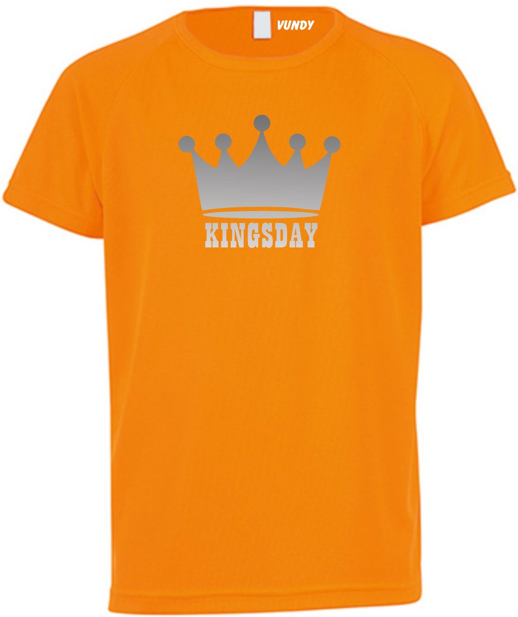 T-shirt kinderen Kroon zilver | koningsdag kinderen | oranje shirt | Oranje | maat 104